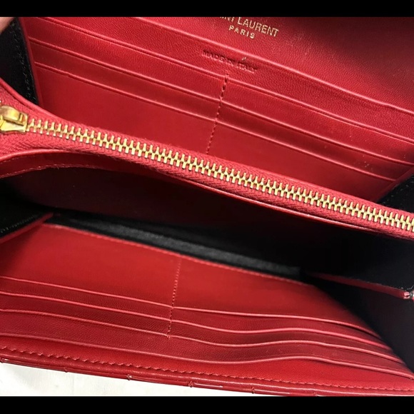 Yves Saint Laurent Red Quilted Vicky Organizer Wallet - Picture 9 of 10